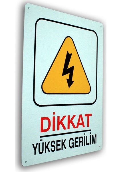 Metal Iş Güvenliği Levha DİKKAT YÜKSEK GERİLİM 25,5 x 36 cm