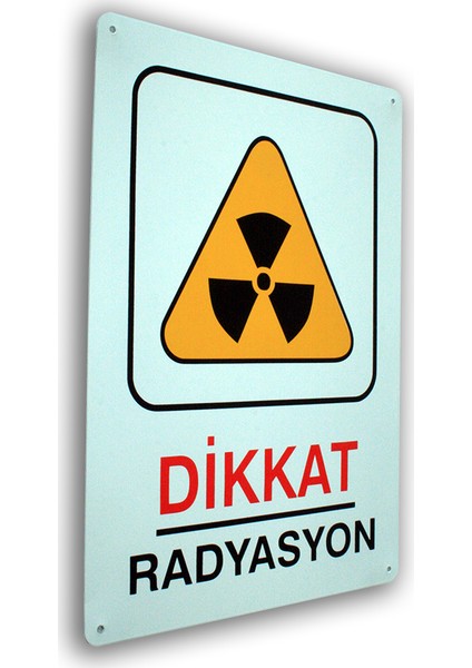 Metal Iş Güvenliği Levha DİKKAT RADYASYON 25,5 x 36 cm