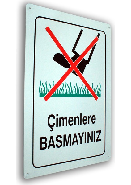 Metal Iş Güvenliği Levha ÇİMLERE BASMAYIN 25,5 x 36 cm