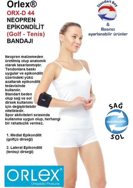 Orx-D 44 Neopren Epikondilit Bandajı (Golfçü Dirsekliği)