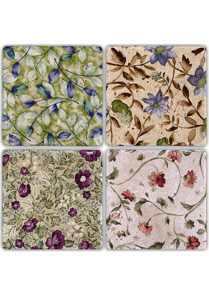 Doğaltaş Bardak Altlığı - 4'lü Set 10 x 10 cm
