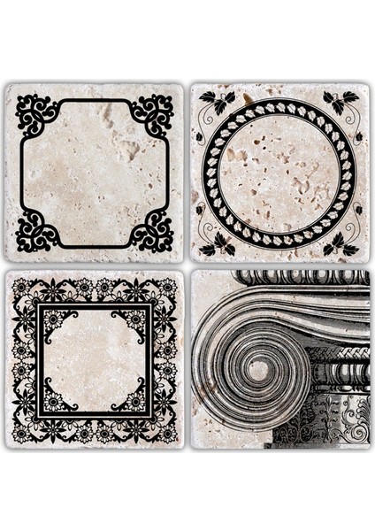 Doğaltaş Bardak Altlığı - 4'lü Set 10 x 10 cm
