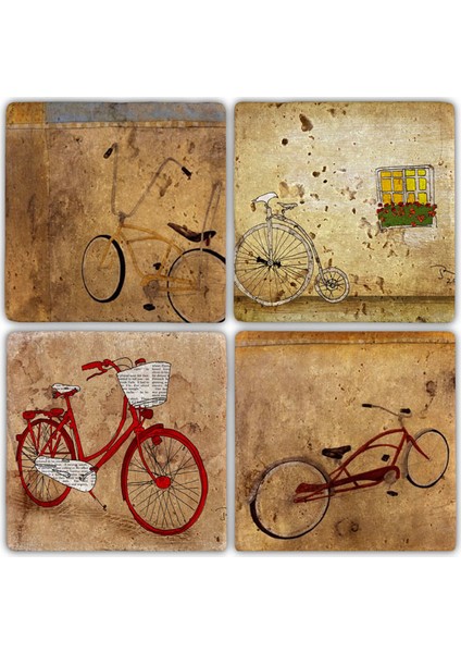 Doğaltaş Bardak Altlığı - 4'lü Set 10 x 10 cm