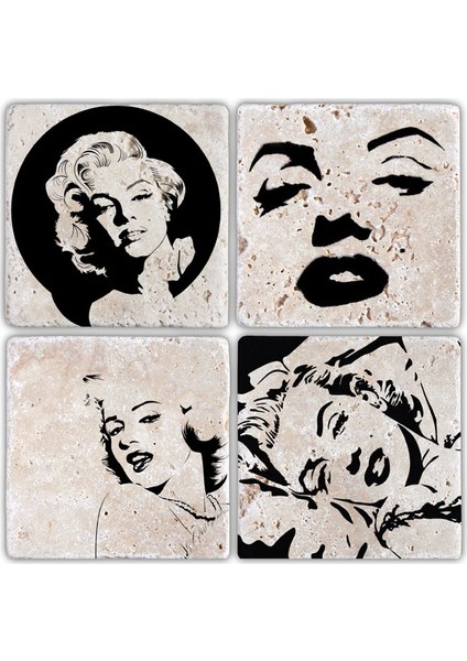 Doğaltaş Bardak Altlığı - 4'lü Set 10 x 10 cm
