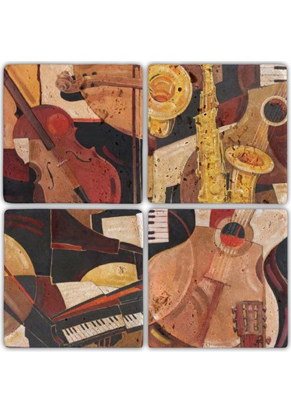 Doğaltaş Bardak Altlığı - 4'lü Set 10 x 10 cm