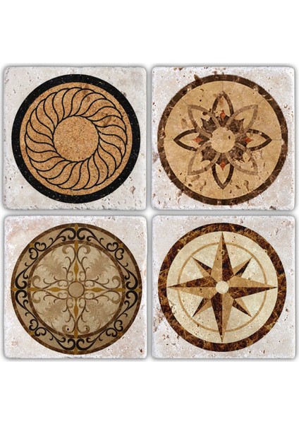 Doğaltaş Bardak Altlığı - 4'lü Set 10 x 10 cm