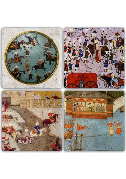 Doğaltaş Bardak Altlığı - 4'lü Set 10 x 10 cm