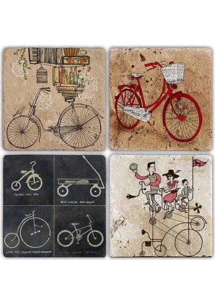 Doğaltaş Bardak Altlığı - 4'lü Set 10 x 10 cm