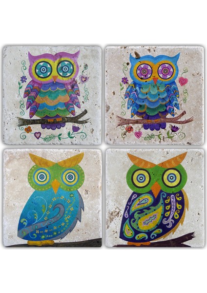 Doğaltaş Bardak Altlığı - 4'lü Set 10 x 10 cm