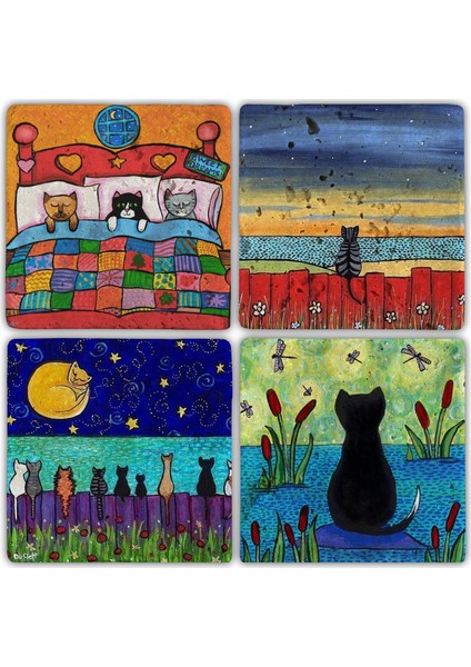 Doğaltaş Bardak Altlığı - 4'lü Set 10 x 10 cm