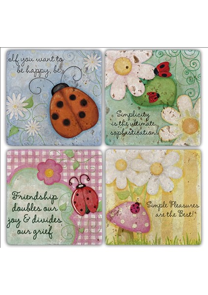 Doğaltaş Bardak Altlığı - 4'lü Set 10 x 10 cm