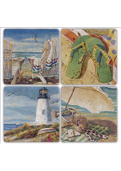Doğaltaş Bardak Altlığı - 4'lü Set 10 x 10 cm