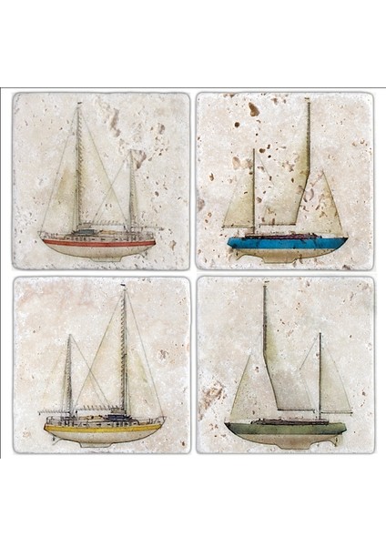 Doğaltaş Bardak Altlığı - 4'lü Set 10 x 10 cm