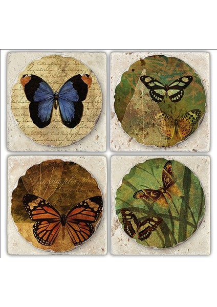 Doğaltaş Bardak Altlığı - 4'lü Set 10 x 10 cm
