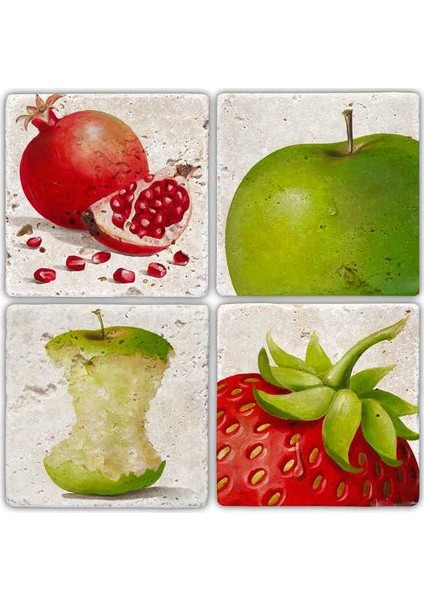 Doğaltaş Bardak Altlığı - 4'lü Set 10 x 10 cm