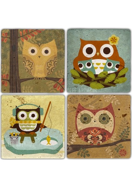 Doğaltaş Bardak Altlığı - 4'lü Set 10 x 10 cm