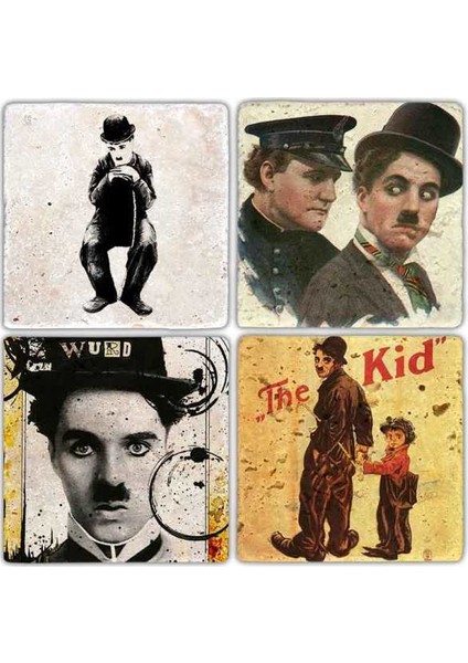 Doğaltaş Bardak Altlığı - 4'lü Set 10 x 10 cm