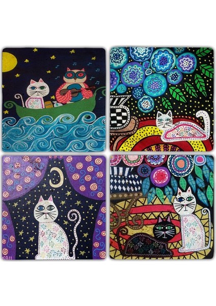 Doğaltaş Bardak Altlığı - 4'lü Set 10 x 10 cm