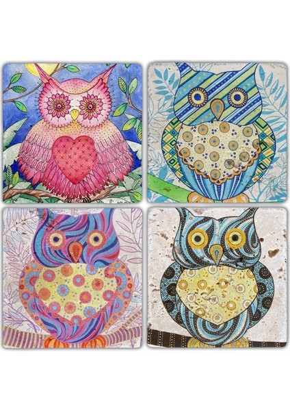 Doğaltaş Bardak Altlığı - 4'lü Set 10 x 10 cm