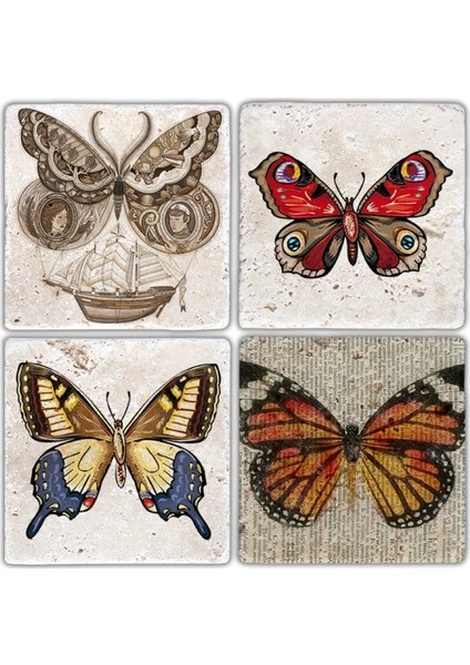 Doğaltaş Bardak Altlığı - 4'lü Set 10 x 10 cm