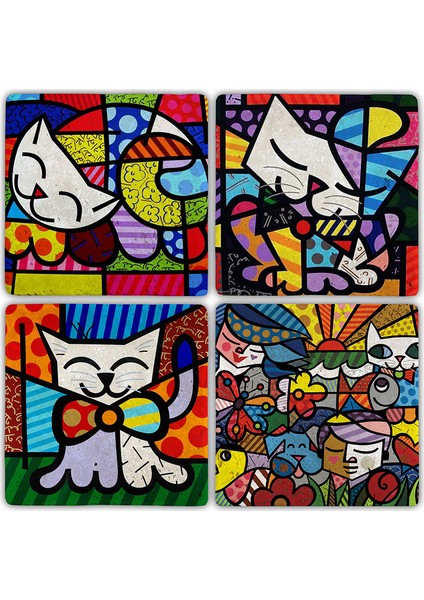 Doğaltaş Bardak Altlığı - 4'lü Set 10 x 10 cm