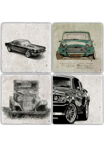 Doğaltaş Bardak Altlığı - 4'lü Set 10 x 10 cm