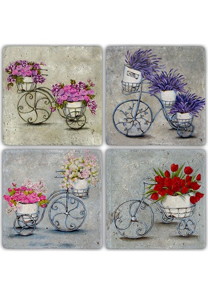 Doğaltaş Bardak Altlığı - 4'lü Set 10 x 10 cm