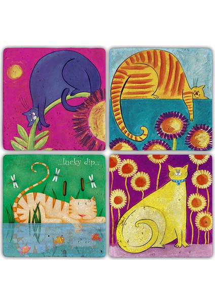 Doğaltaş Bardak Altlığı - 4'lü Set 10 x 10 cm