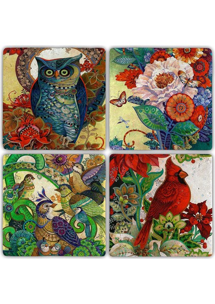 Doğaltaş Bardak Altlığı - 4'lü Set 10 x 10 cm