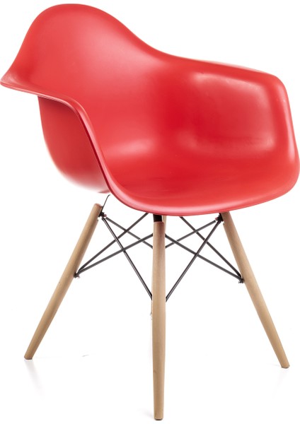 Kolçaklı Kırmızı Eames Sandalye 2 Adet Cafe Balkon Mutfak Sandalyesi