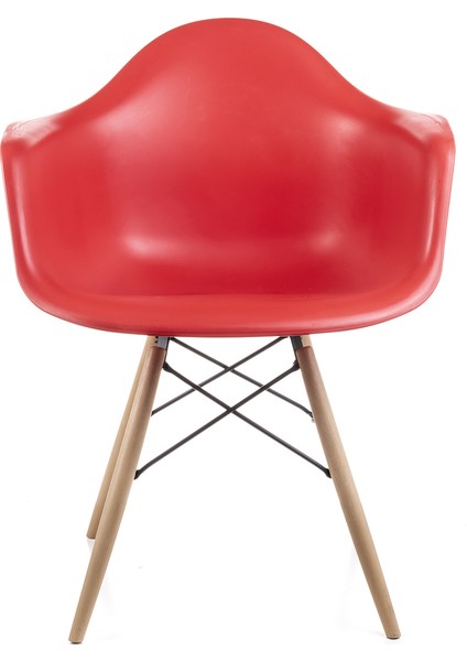 Kolçaklı Kırmızı Eames Sandalye 2 Adet Cafe Balkon Mutfak Sandalyesi