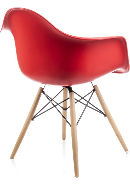 Kolçaklı Kırmızı Eames Sandalye 2 Adet Cafe Balkon Mutfak Sandalyesi
