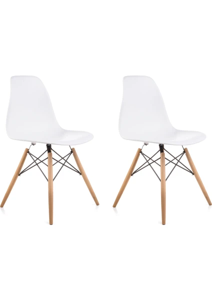 Dorcia Home Beyaz Eames Sandalye  2 Adet  Cafe Balkon Mutfak Sandalyesi