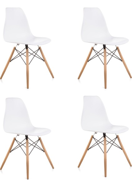 Beyaz Eames Sandalye 4 Adet Cafe Balkon Mutfak Sandalyesi