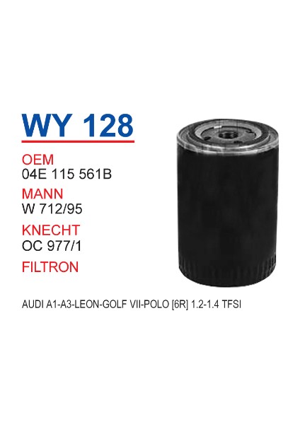 Wy 128 A1 A3 Leon Golf Vıı Polo 6r 1,2 1,4 Tfsi 04E 115561B Yağ Filtresi