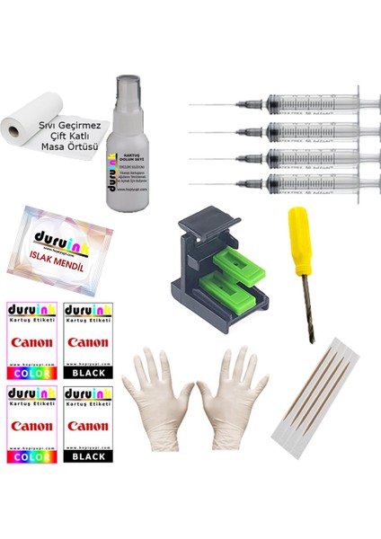 Canon İp2850 Mg2400 Mg2450 Pg 545 Cl 546 Kartuş Mürekkep Dolum Seti 4x100 ml Renkli