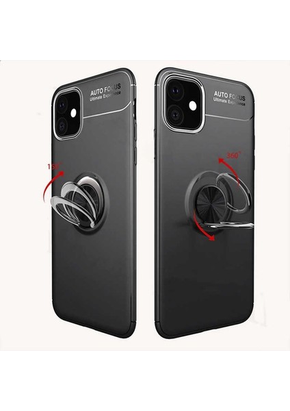 Case Street Apple iPhone 11 Pro Kılıf Ravel Yüzüklü Mıknatıslı Silikon + Nano Glass Bronz