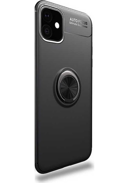 Case Street Apple iPhone 11 Pro Kılıf Ravel Yüzüklü Mıknatıslı Silikon + Nano Glass Siyah