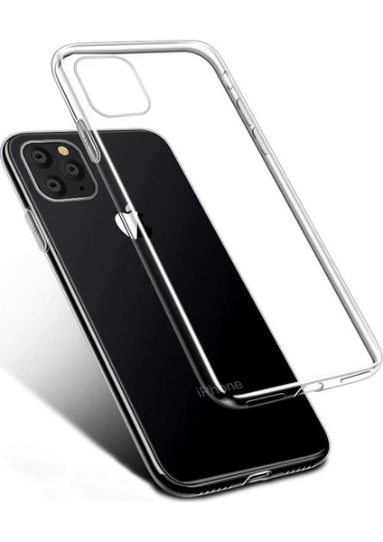 Case Street Apple iPhone 11 Pro Max Kılıf Süper Sillikon Yumuşak Arka Koruma + Nano Glass Şeffaf