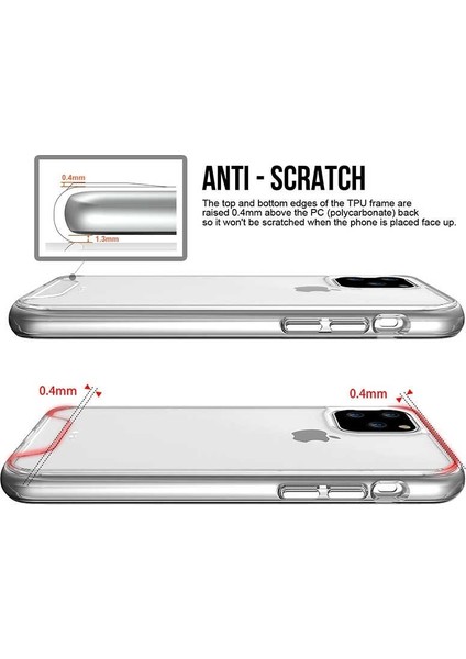 Apple iPhone 11 Pro Max Kılıf Gard Nitro Şeffaf Sert Silikon Şeffaf