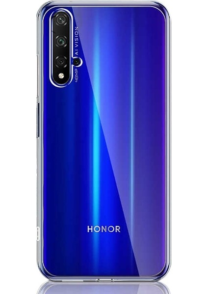 Huawei Honor 20 Kılıf Süper Silikon Yumuşak Arka Koruma + Nano Glass Şeffaf