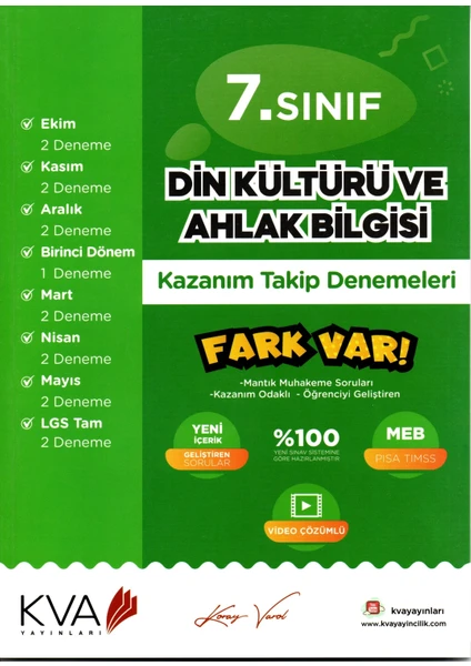 Koray Varol Akademi  7.Sınıf Din Kültürü Kazanım Takip Denemeleri