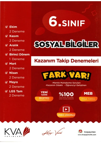 Koray Varol Akademi  6.Sınıf Sosyal Bilgiler Kazanım Takip Denemeleri