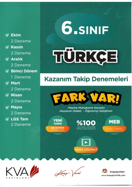 6.Sınıf Türkçe Kazanım Takip Denemeleri