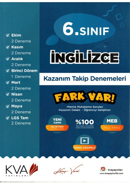 6.Sınıf Ingilizce Kazanım Takip Denemeleri