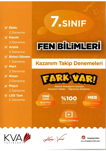 Koray Varol Akademi  7.Sınıf Fen Bilimleri Kazanım Takip Denemeleri