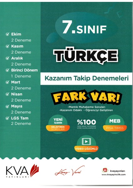 7.Sınıf Türkçe Kazanım Takip Denemeleri