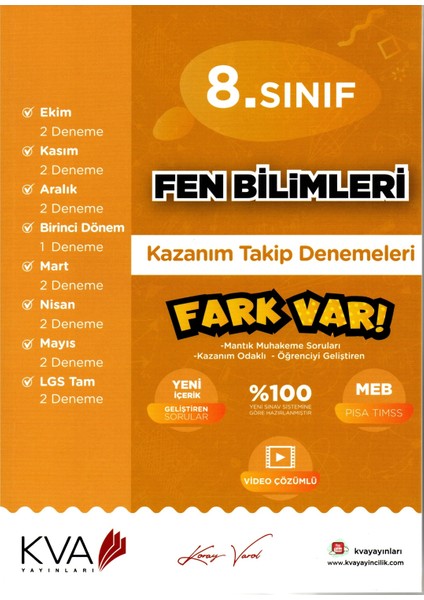 8.Sınıf Fen Bilimleri Kazanım Takip Denemeleri