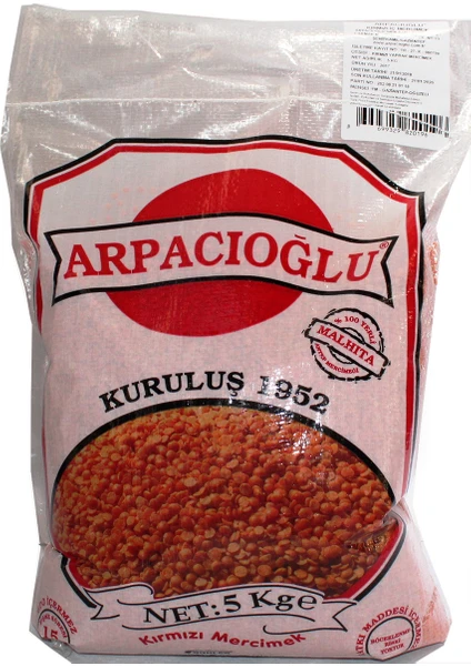 %100 Yerli Kırmızı Yaprak Mercimek 5kg (Naturel)