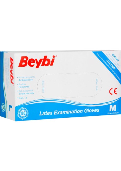 Latex Pudralı Çok Amaçlı Kullan At Eldiven Lateks 100'lü (M) Medium / Orta